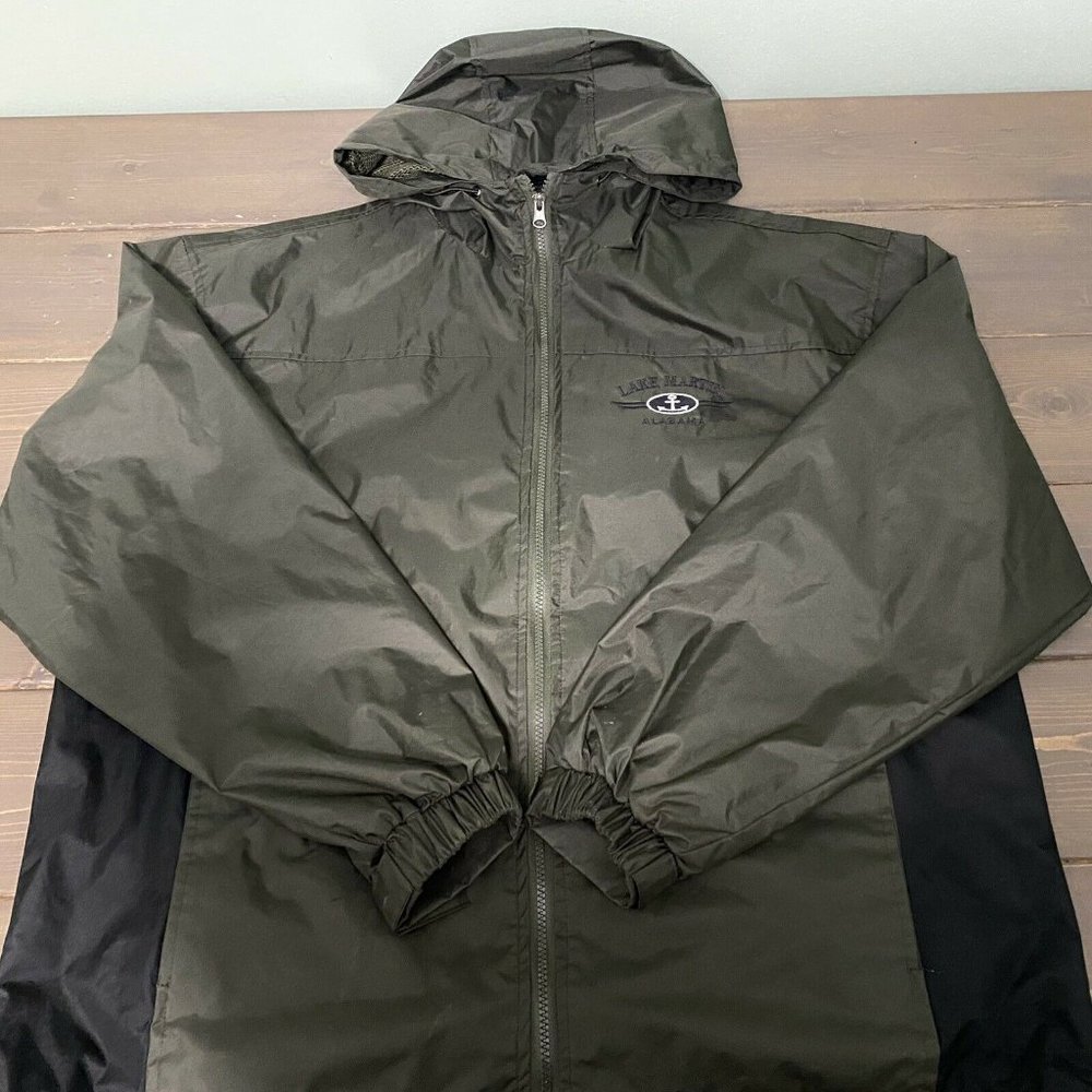 Lake Martin Alabama Waterproof Hooded Rain Jacket Green Used Excellent Condition